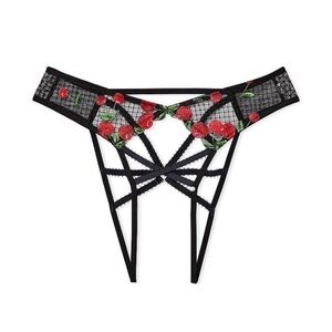 Victoria's Secret Black and Red Strappy Panties